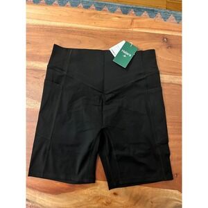 Halara UltraSculpt Black High Waisted Ruched Biker Shorts with Pockets Size L